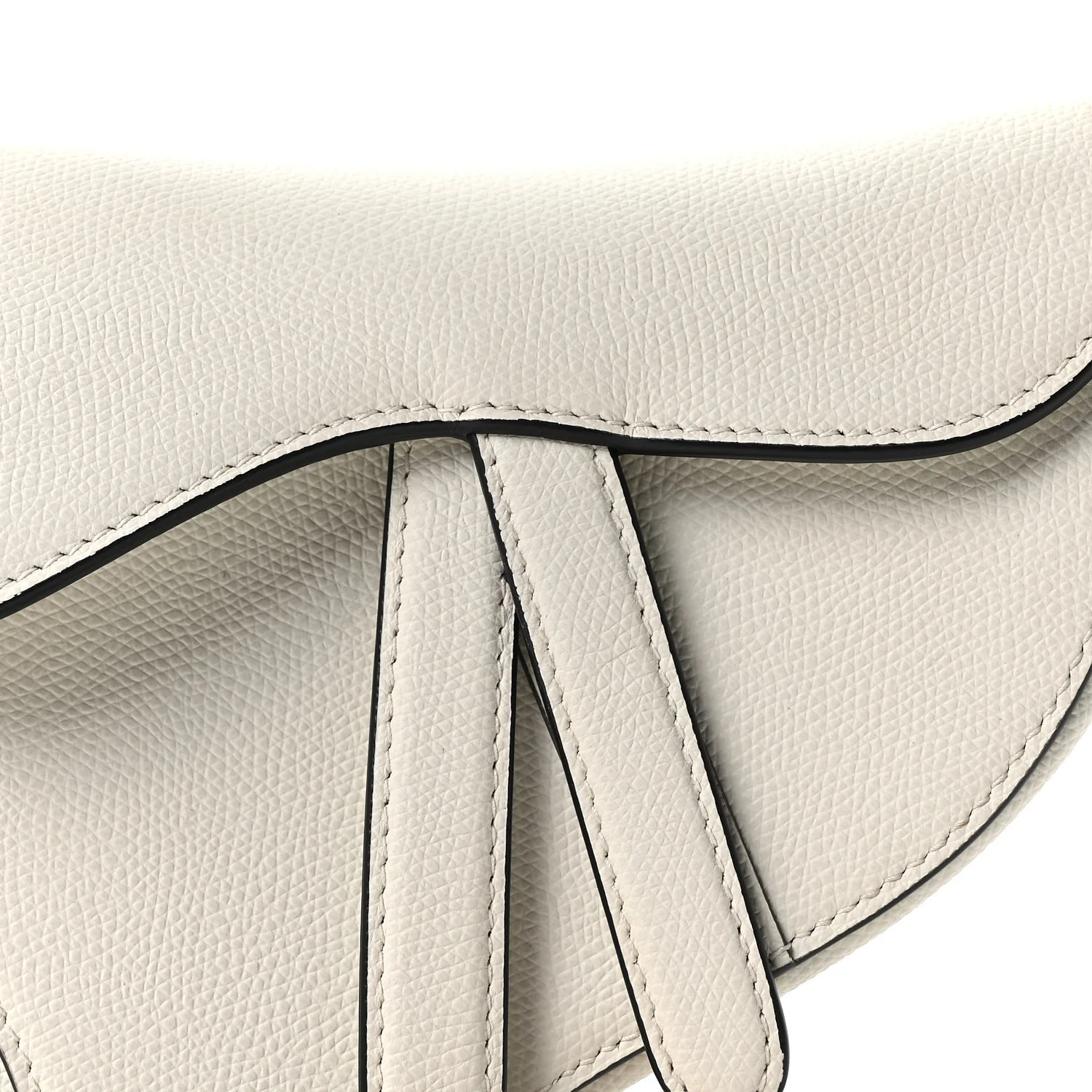 Grained Calfskin Mini Saddle Bag White - Top Club