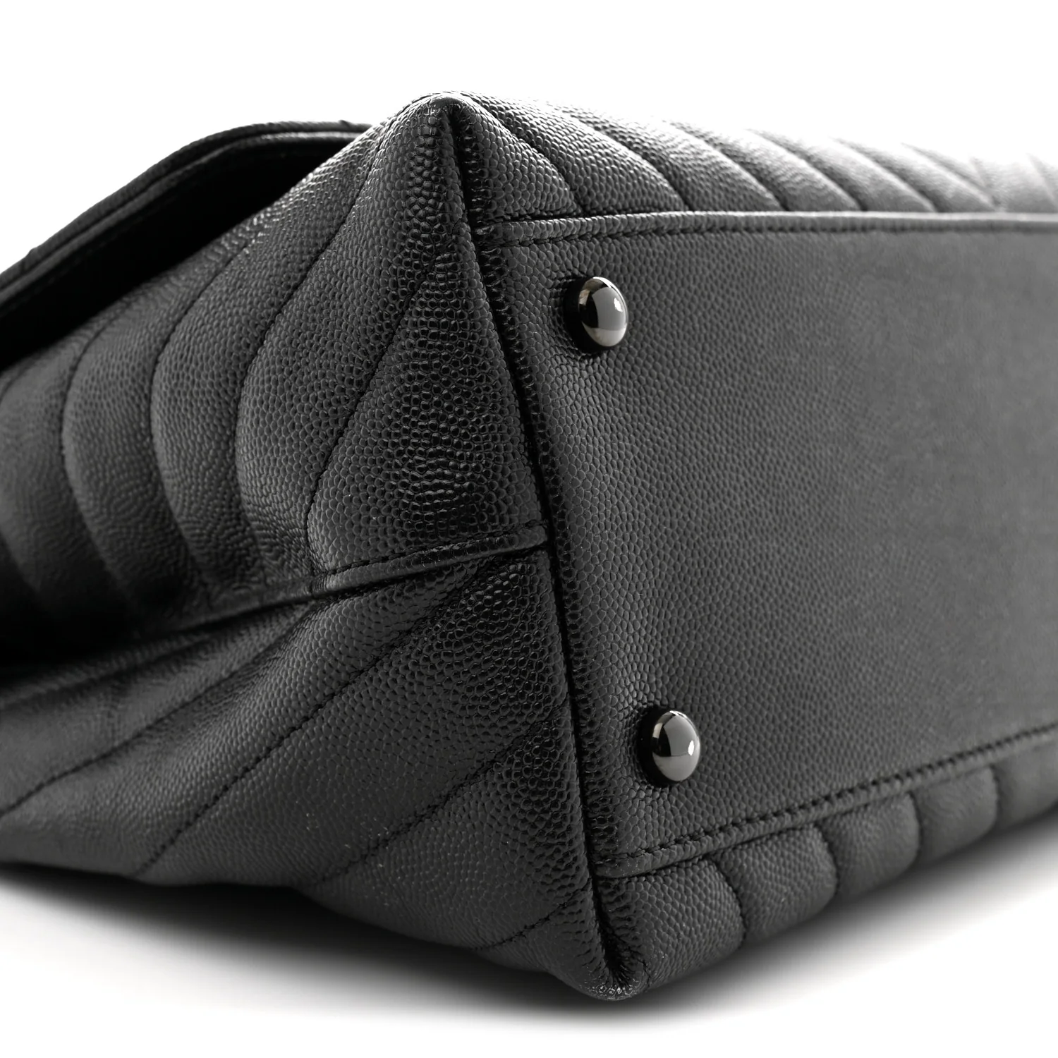 Caviar Chevron Quilted Small Coco Handle Flap So Black - Top Club