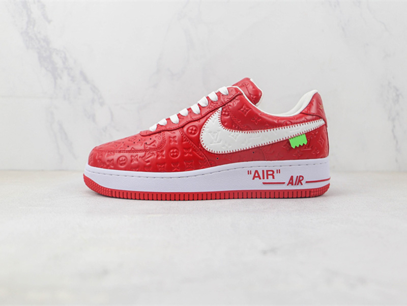 Louis Vuitton x Nike Air Force 1'07 LV8 Low Red/white/LV Monogram - Sneaker Replica Workshop