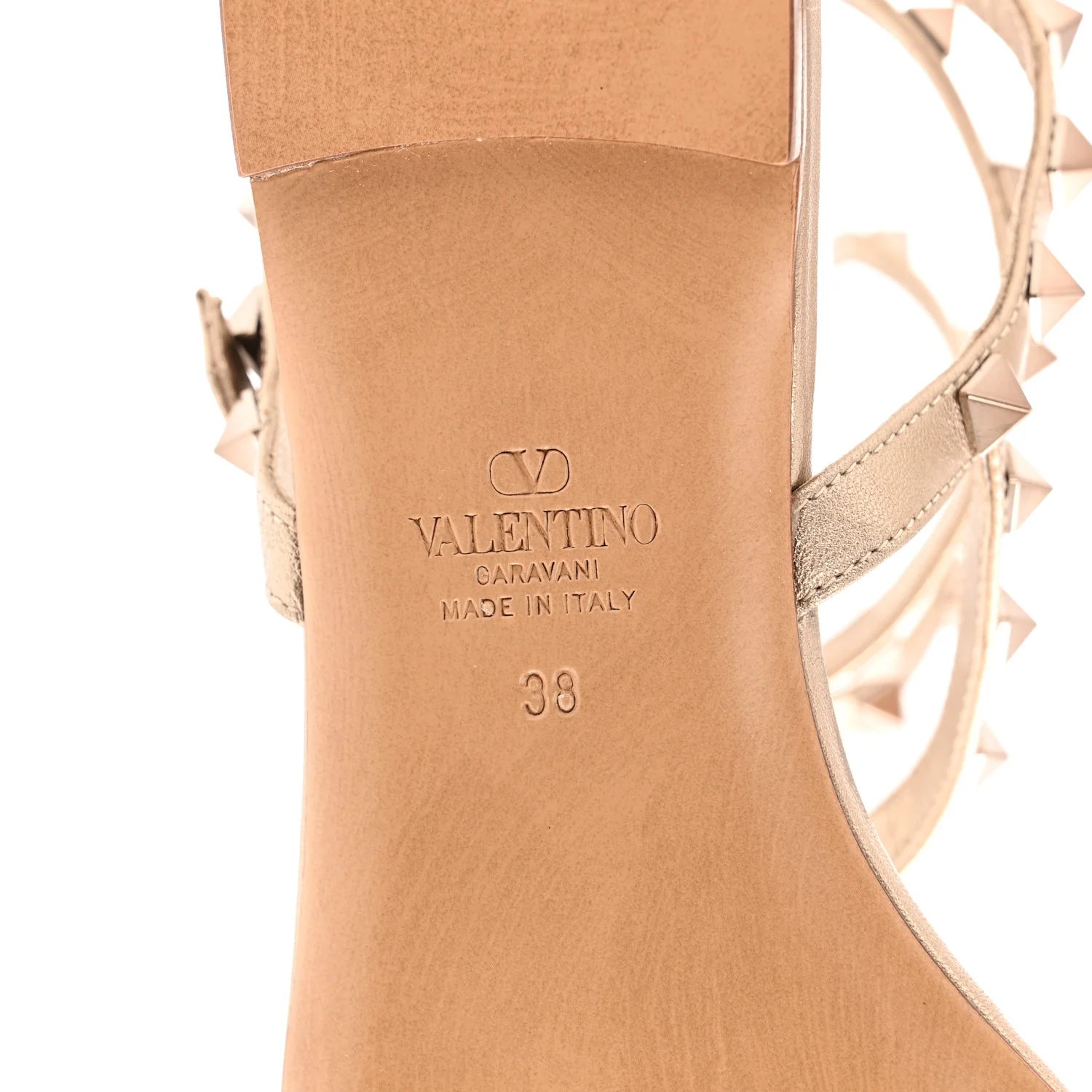 Nappa Rockstud Ankle Strap Flat Thong Sandals 38 Skin - Top Club