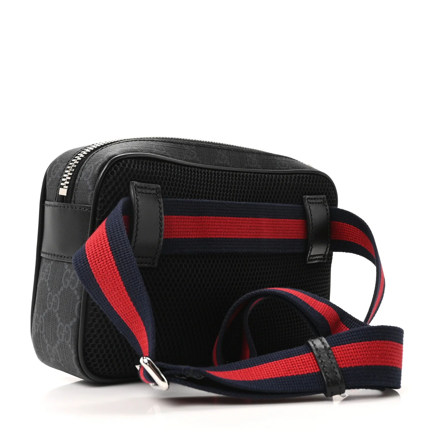 Soft GG Supreme Monogram Web Belt Bag Black Grey - Top Club