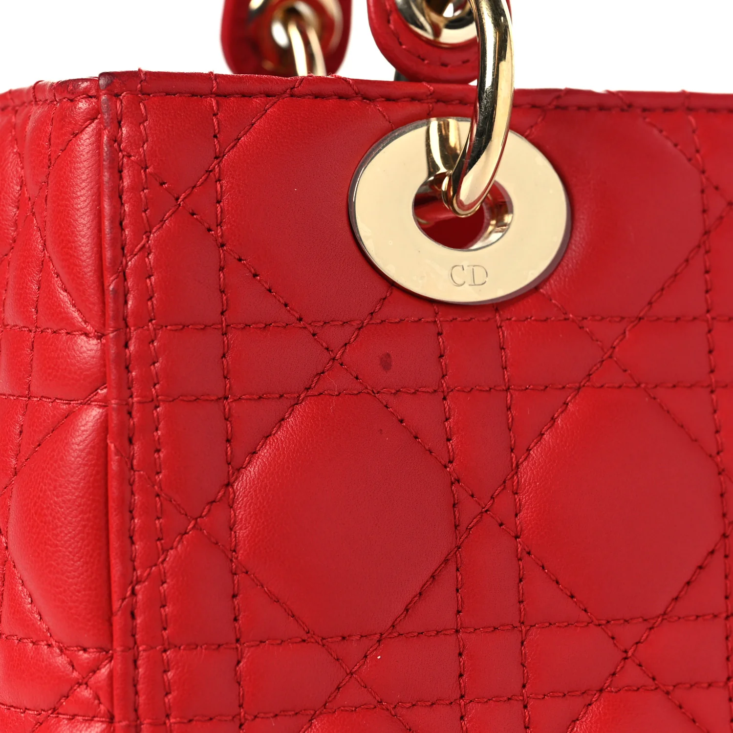 Lambskin Cannage Medium Lady Dior Red - Top Club