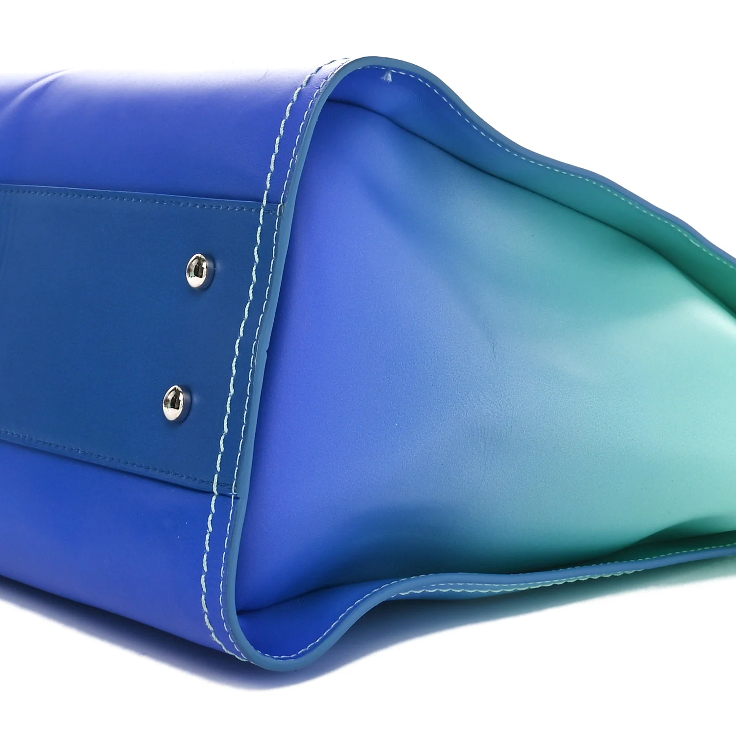 Shaded Calfskin Small Deauville Tote Light Green Turquoise Purple - Top Club