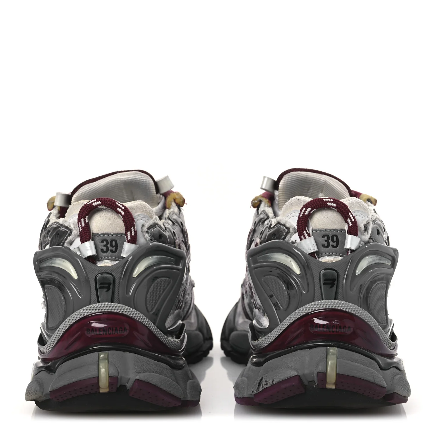 Mesh Rubber Distressed Womens Runner Sneakers 39 White Burgundy Grey - Top Club