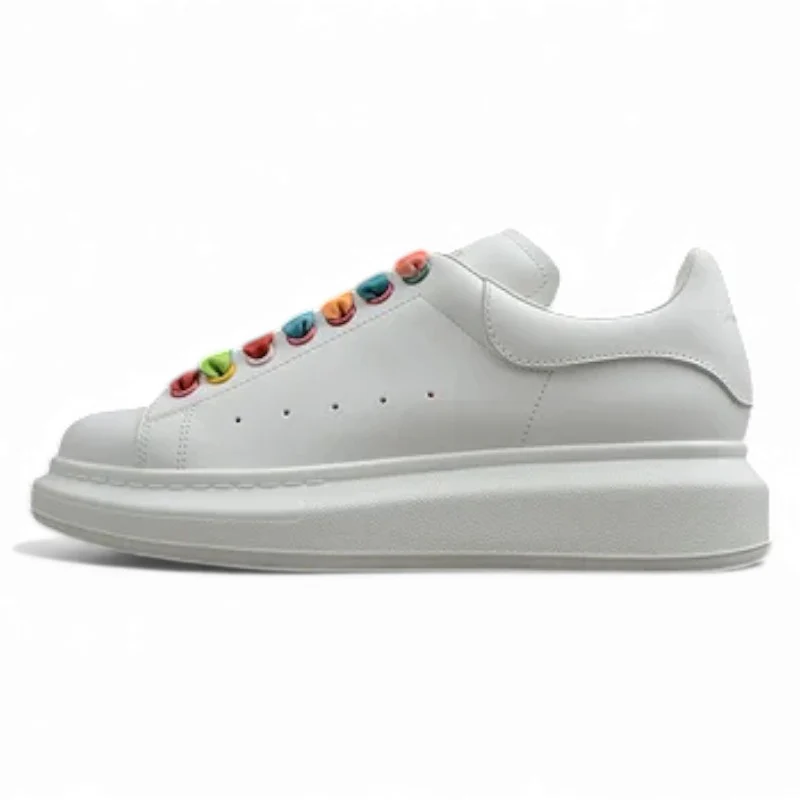 Alexander McQueen Oversized Sneakers – White with Rainbow Eyelets - Sneaker Replica Workshop