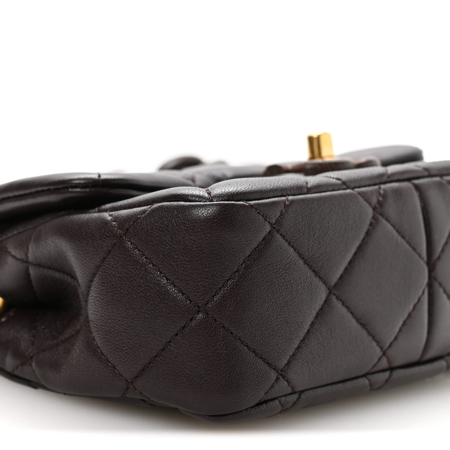 Lambskin Wenge Quilted Mini Fashion Wood Square Flap Dark Purple - Top Club