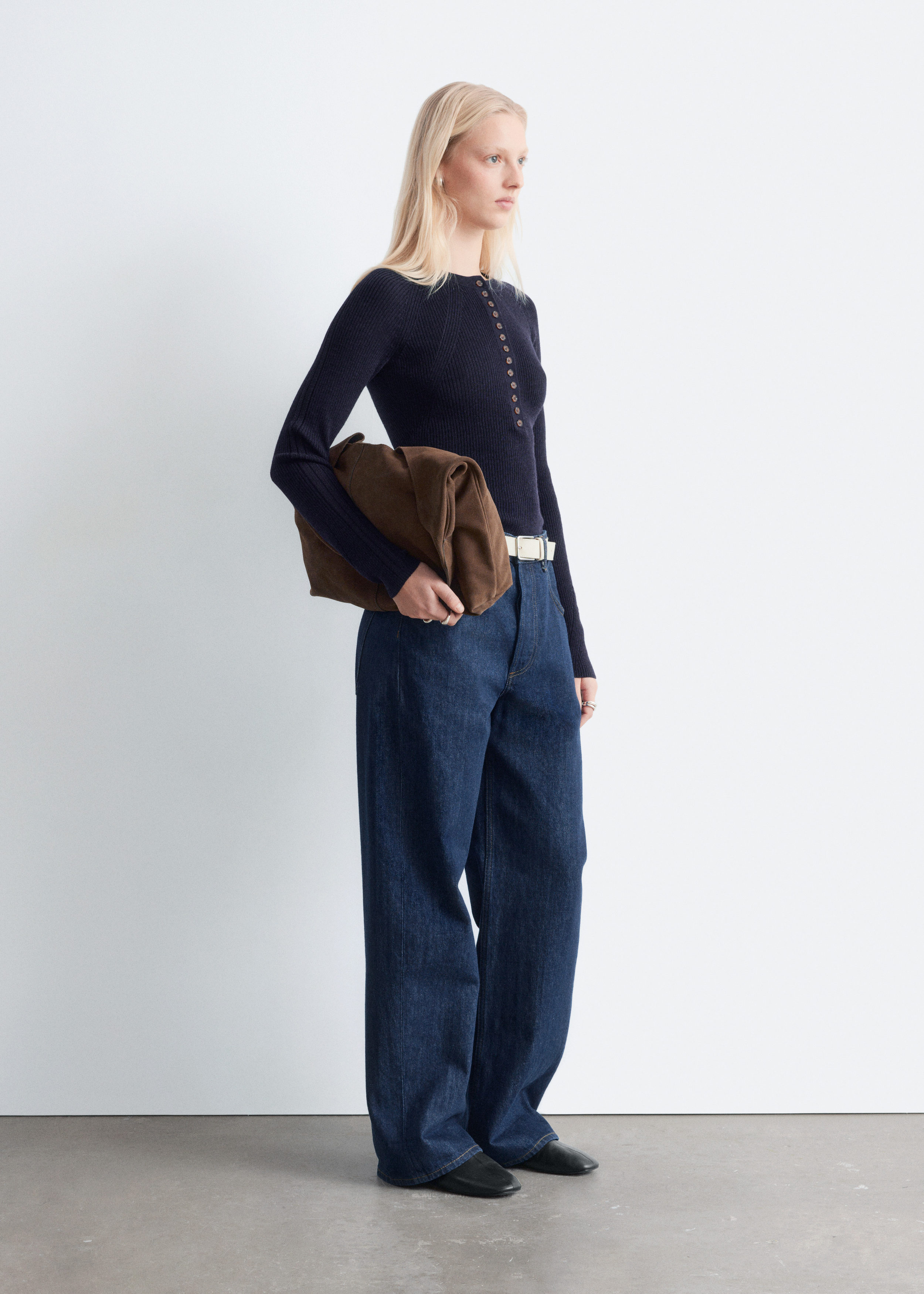 & Other Stories HALF-PLACKET MERINO WOOL TOP