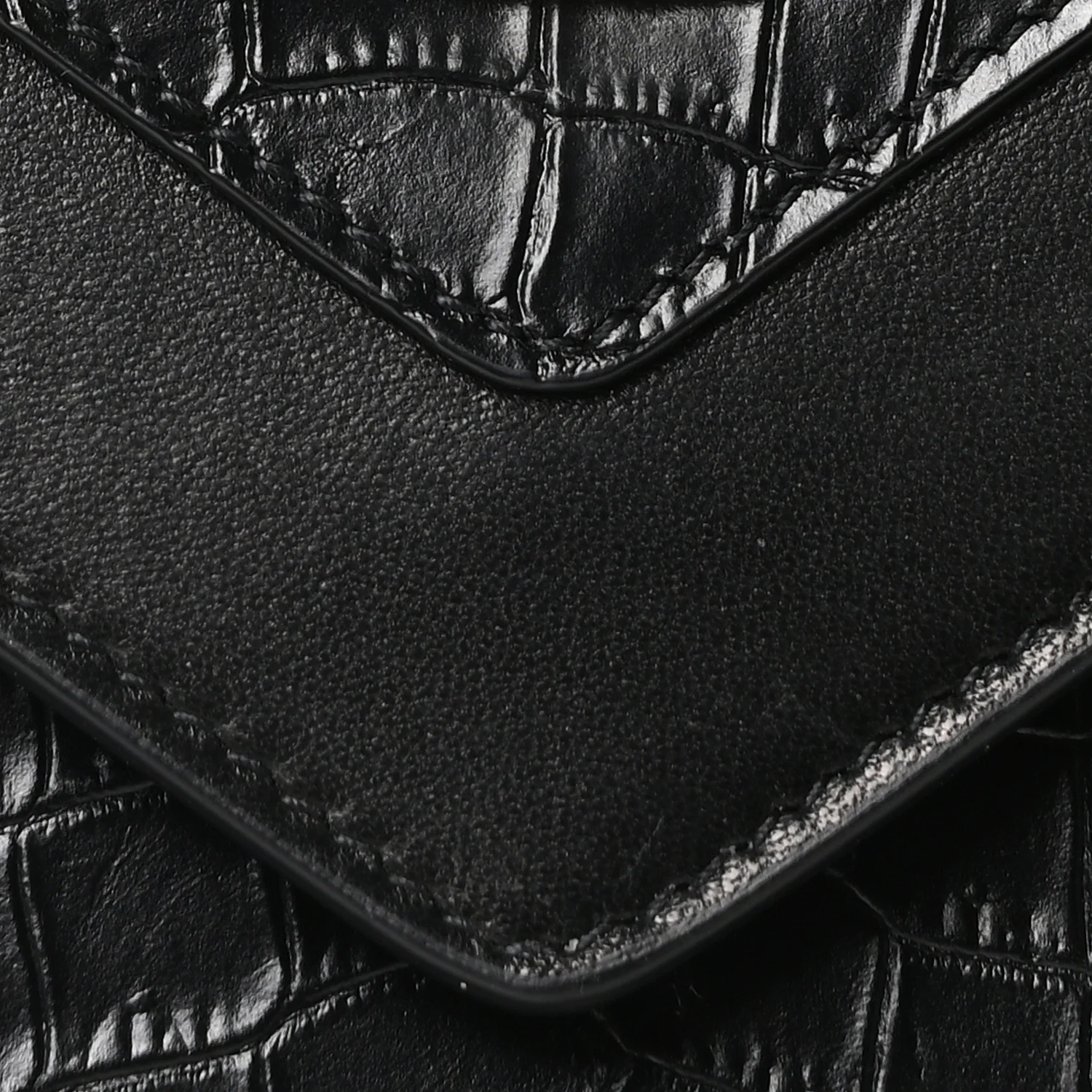 Calfskin Crocodile Embossed Gaby Satchel Black - Top Club