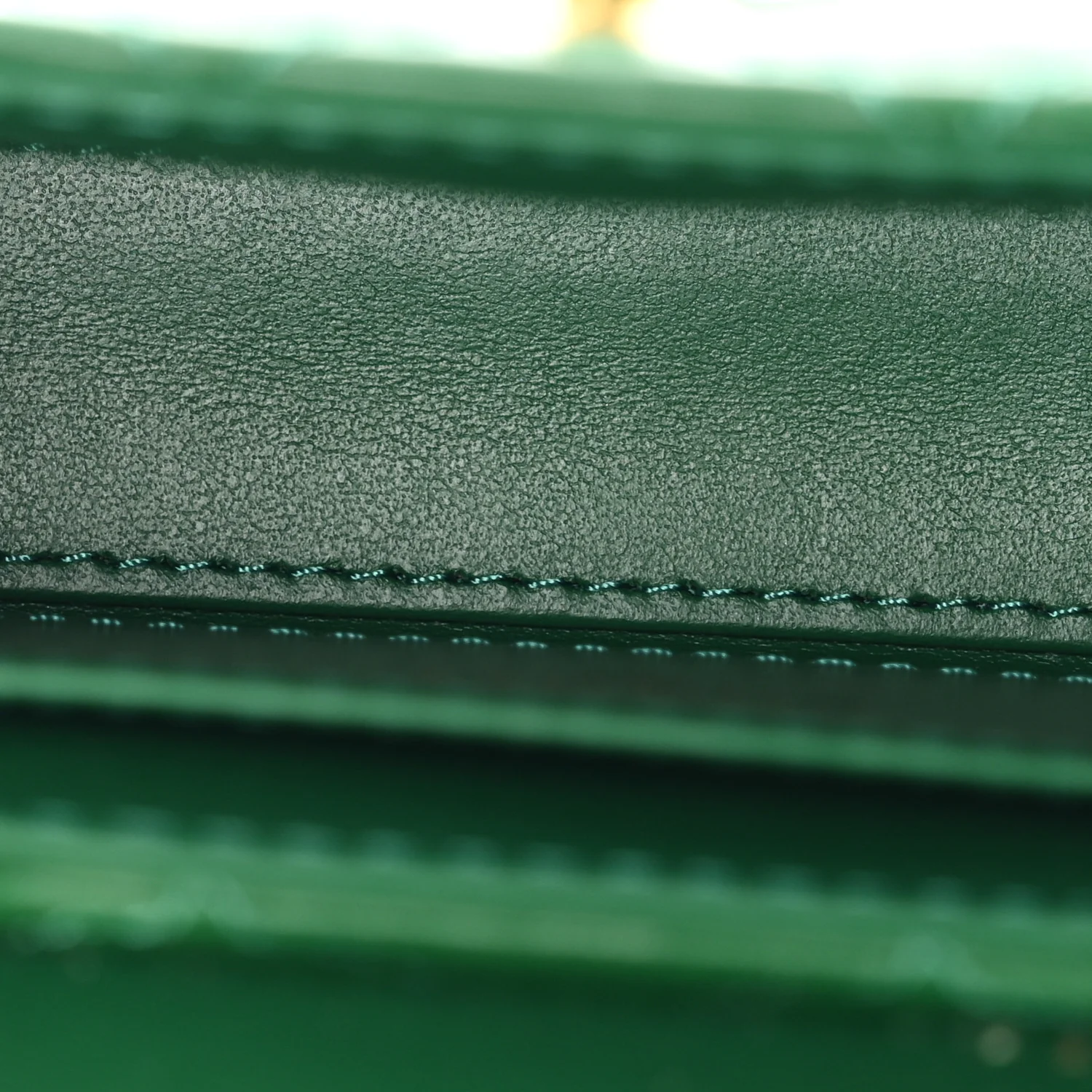 Shiny Aged Calfskin Quilted Mini Nano Kelly Shopper Green - Top Club