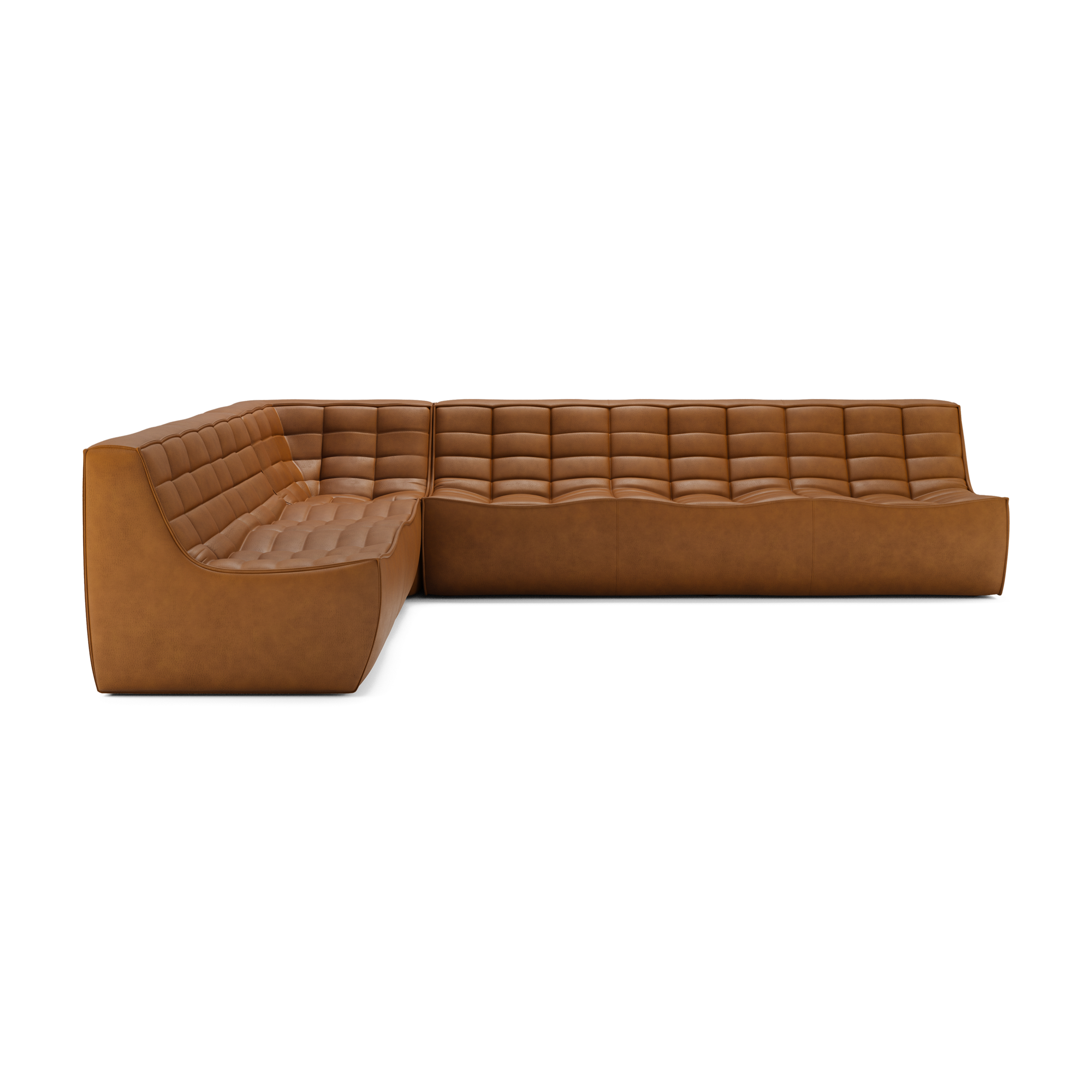Modulaire bank N701 old saddle set 2+3 seat, 90° rechte hoek