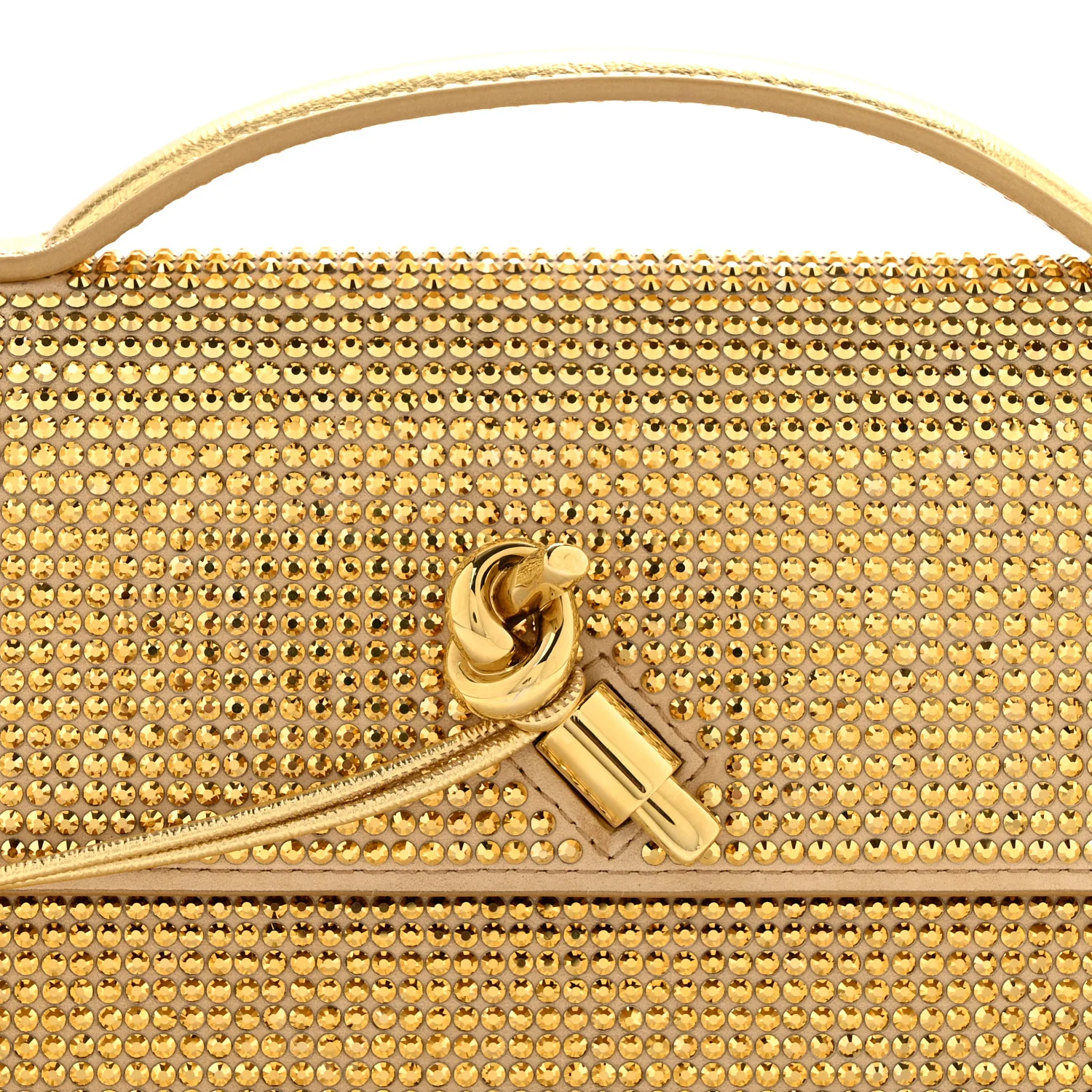 Nappa Crystal Long Andiamo Top Handle Clutch Porridge - Top Club