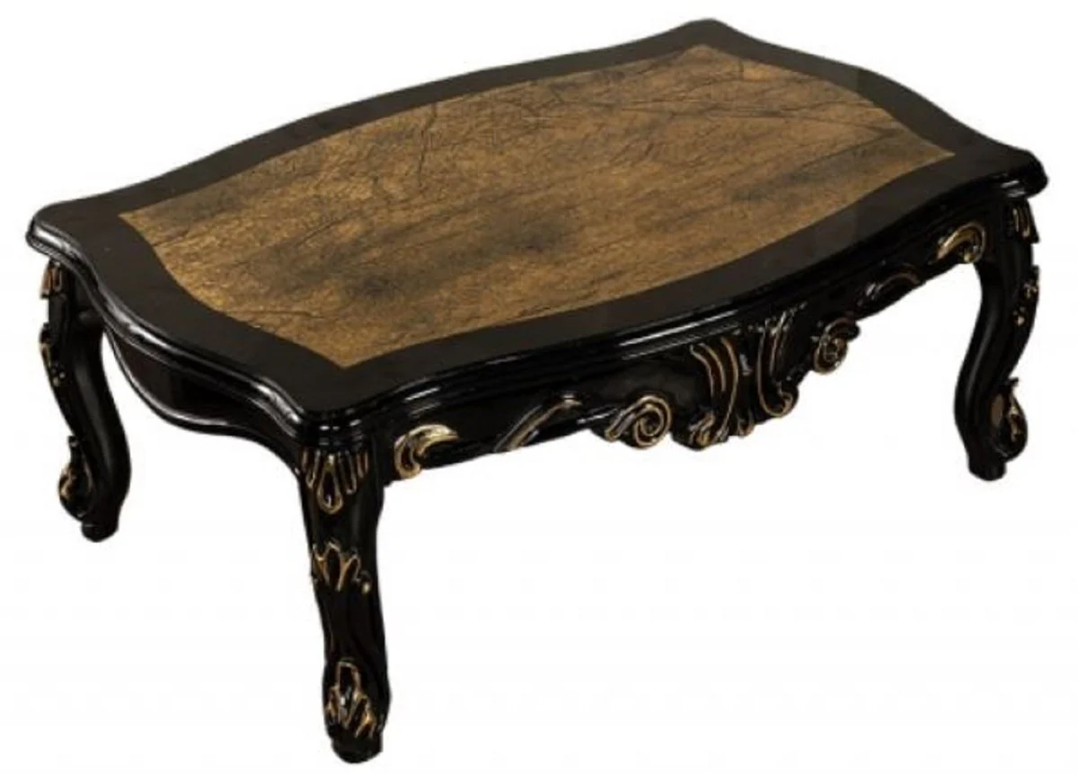 Luxury Baroque Coffee Table Black / Gold - Solid Wood Living Room Table in Baroque Style - Baroque Living Room Furniture - Noble & Magnificent