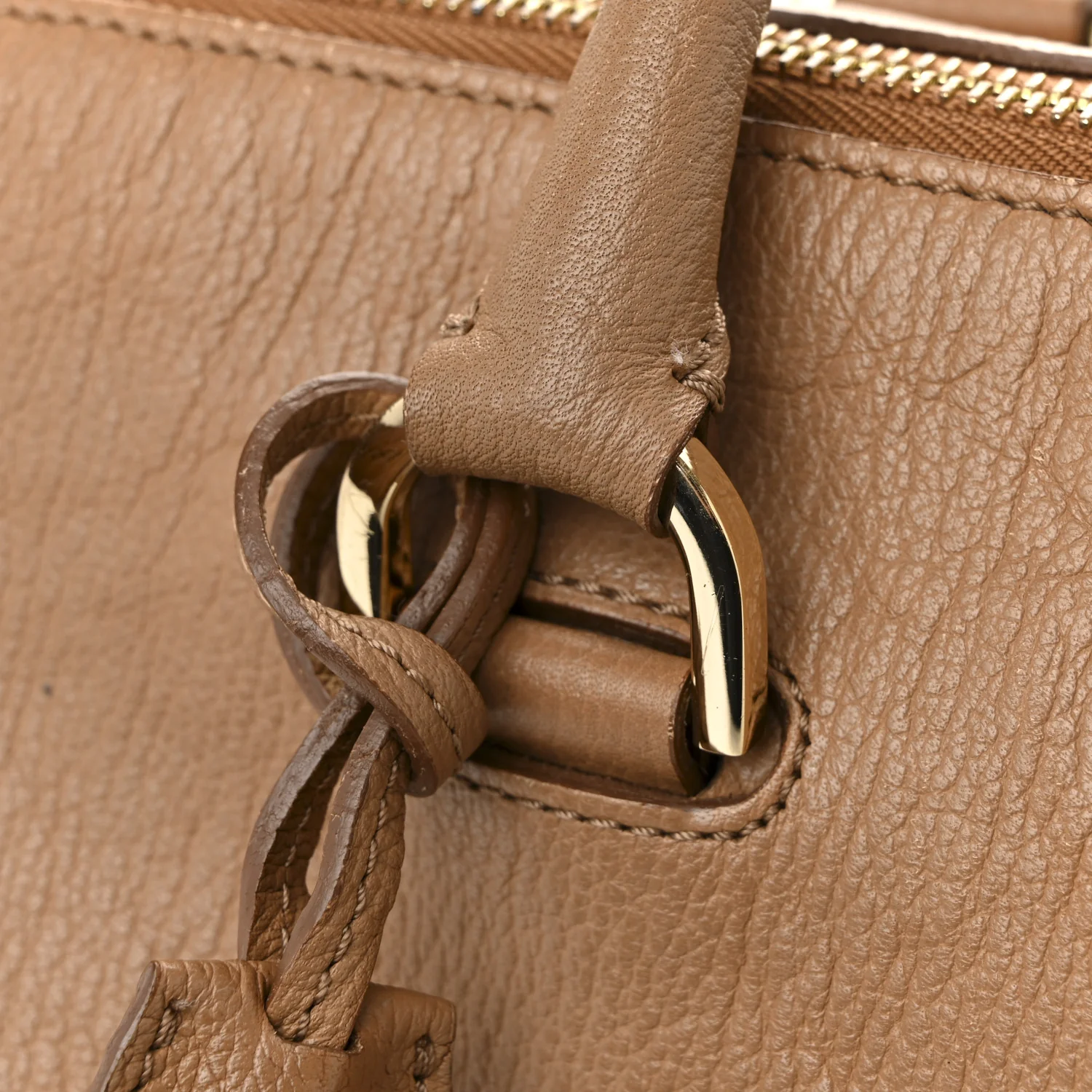 Glossy Goatskin Medium Del Rey Satchel Fudge - Top Club