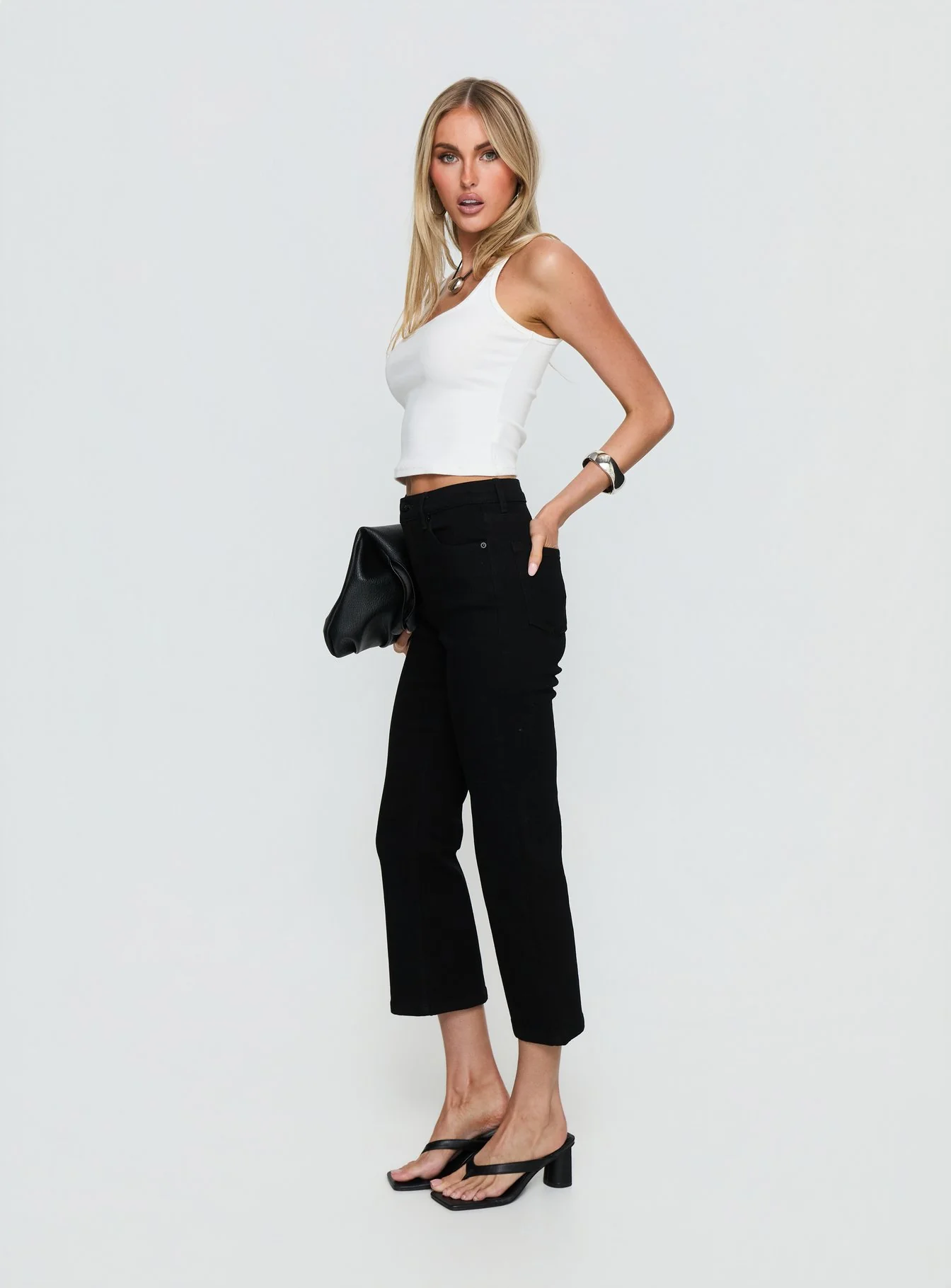 Cindee High Rise Cropped Jeans Jet Black