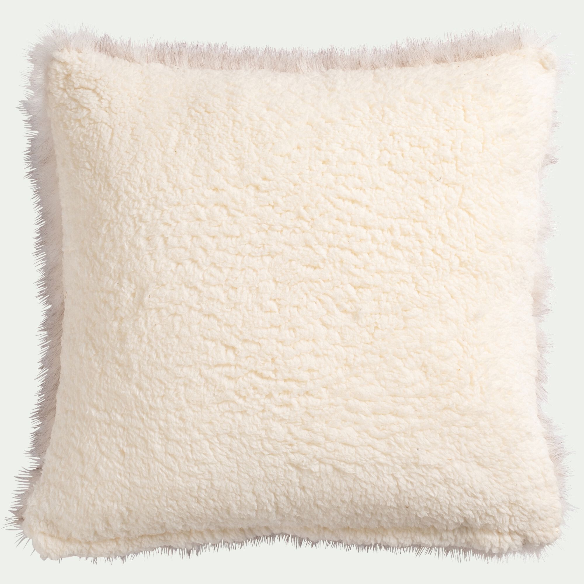 ZOE - Coussin effet fourrure 45x45cm - blanc