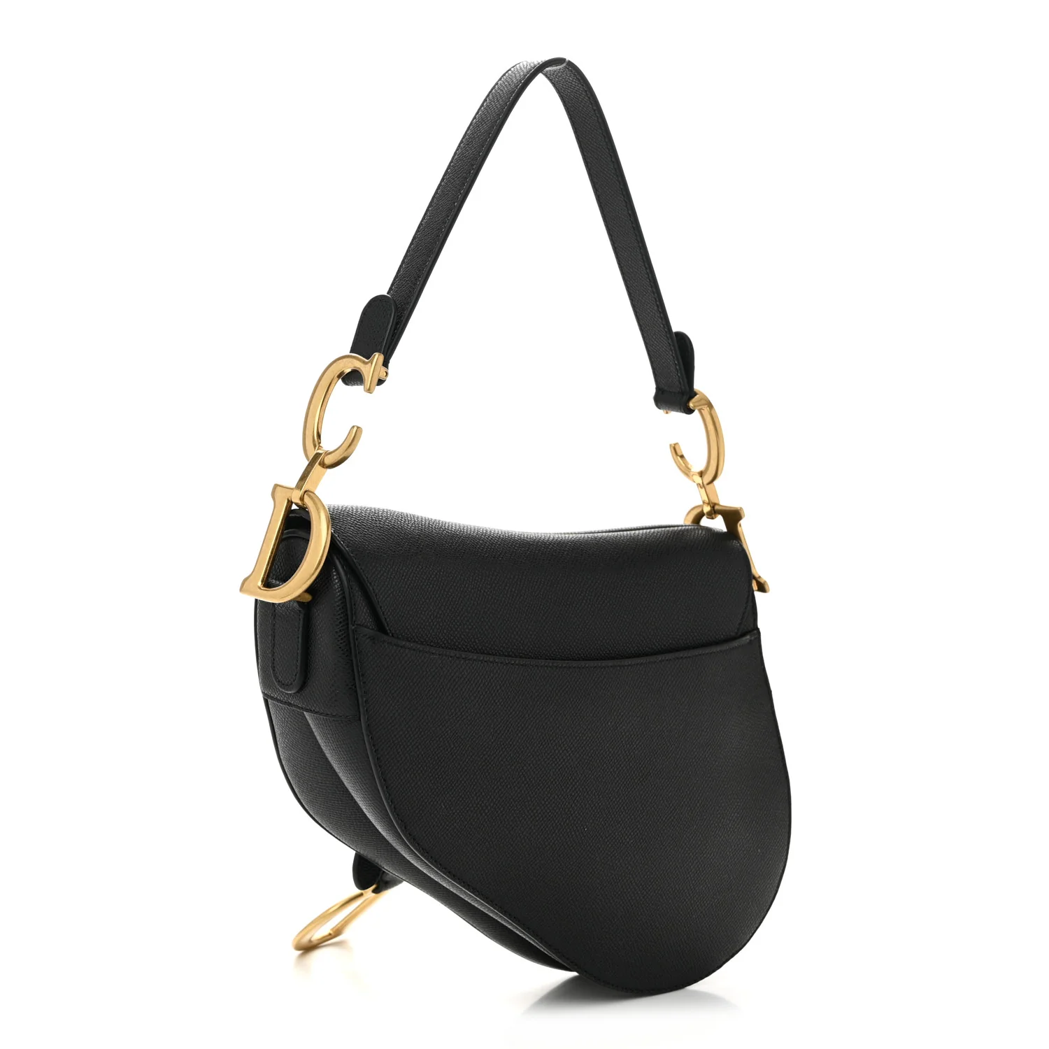 Grained Calfskin Saddle Bag Black - Top Club