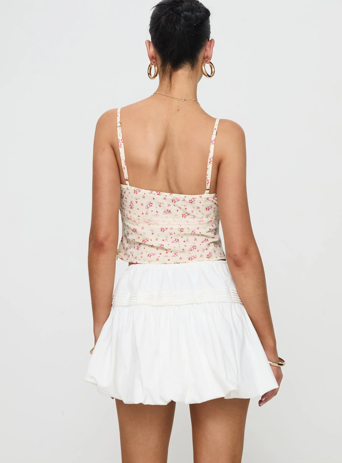 Dear London Bubble Hem Mini Skirt White