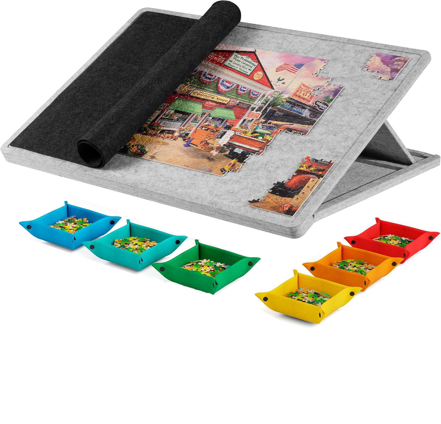 Portable Woven Fiber Felt Jigsaw Puzzle Table Organizer Drawers for Children for Diwali Ramadan Wedding Easter Graduation