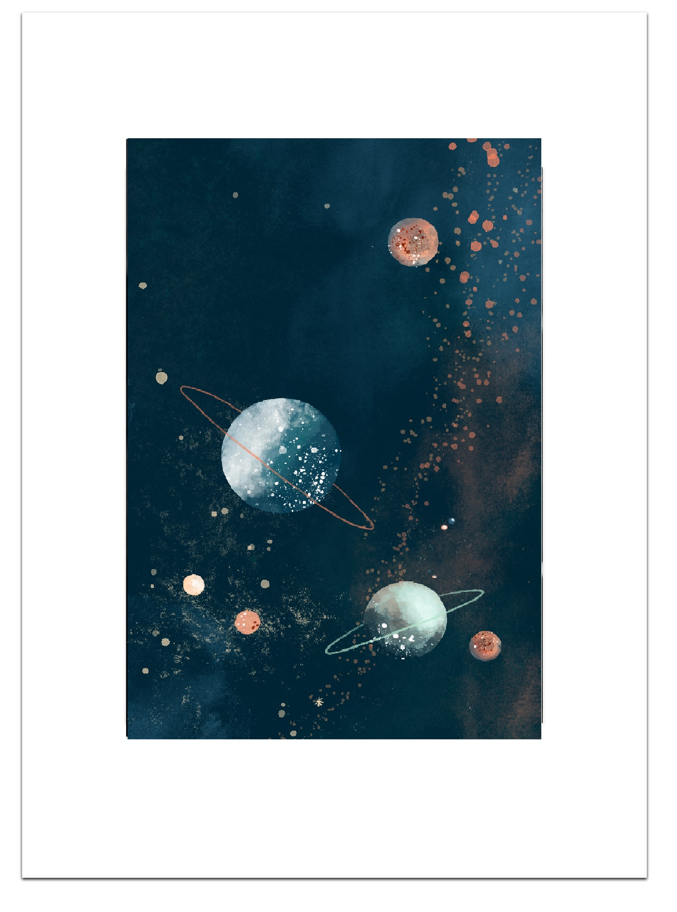 Poster Planets Blue 30 x 40 cm