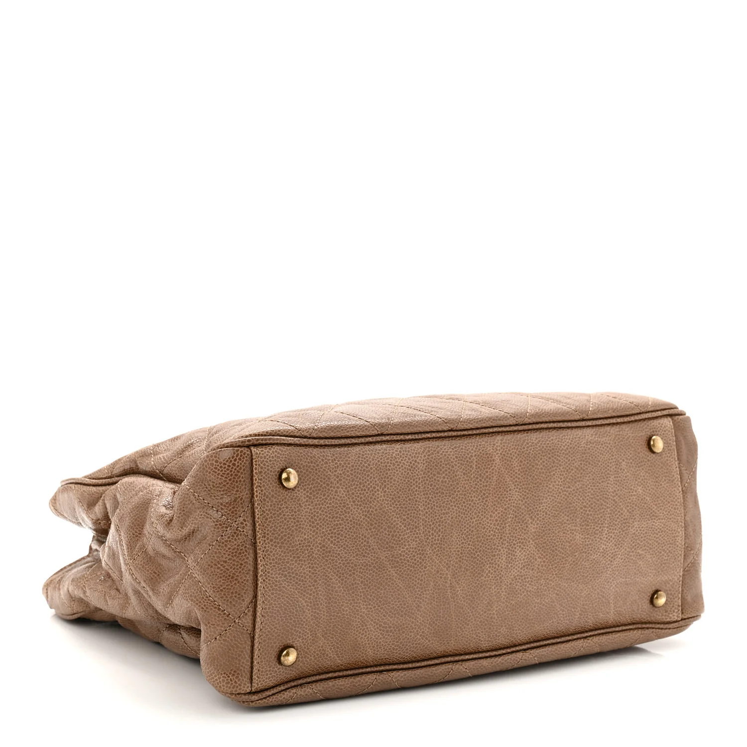 Glazed Caviar Quilted Small Shiva Tote Beige - Top Club