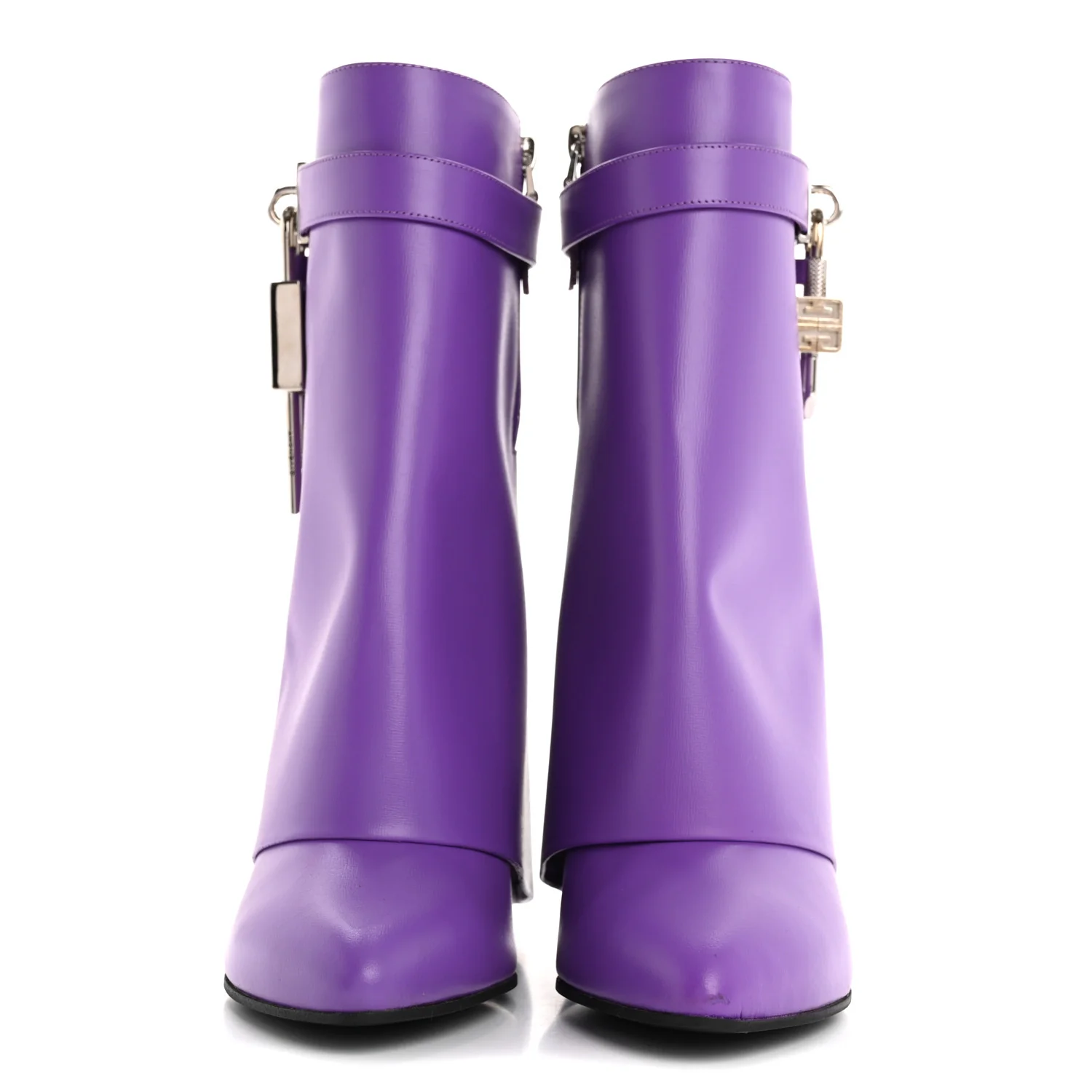 Calfskin Shark Lock Ankle Boots 39 Ultraviolet
