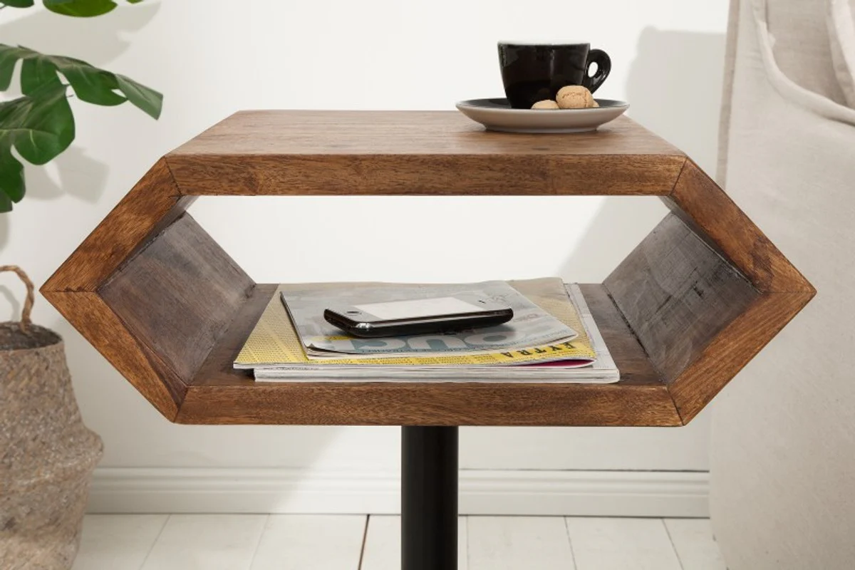 Designer side table natural / black Sheesham 45cm x 35cm x H.65cm solid wood