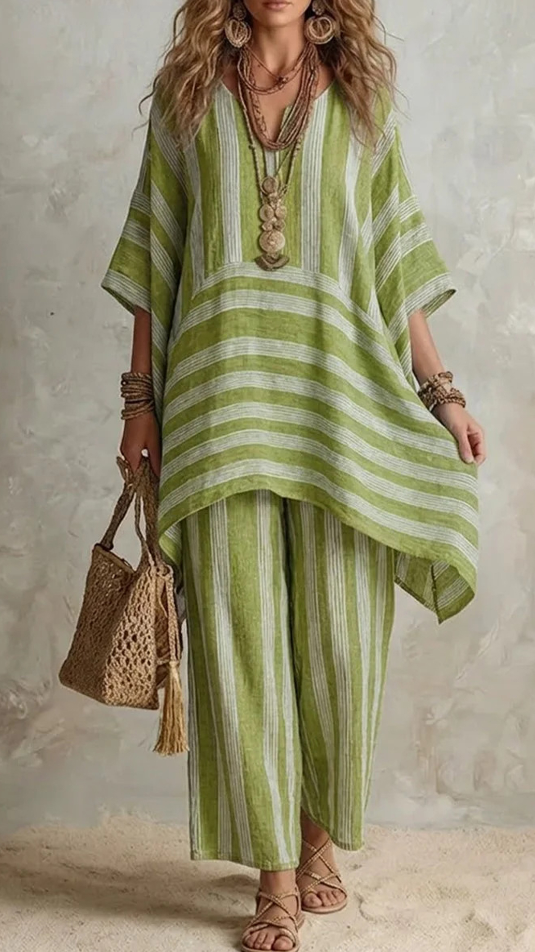 Casual Loose Striped Cotton And Linen Top And Pants Two-piece Set - Nordfashionstorm - Women's Clothing, Fashion for You - Nordfashionstorm.com