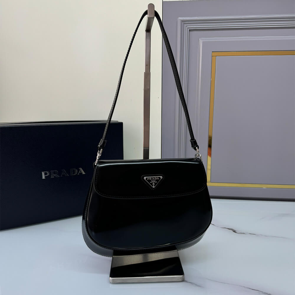 Small Prada Cleo brushed leather shoulder bag with flap - Top Club