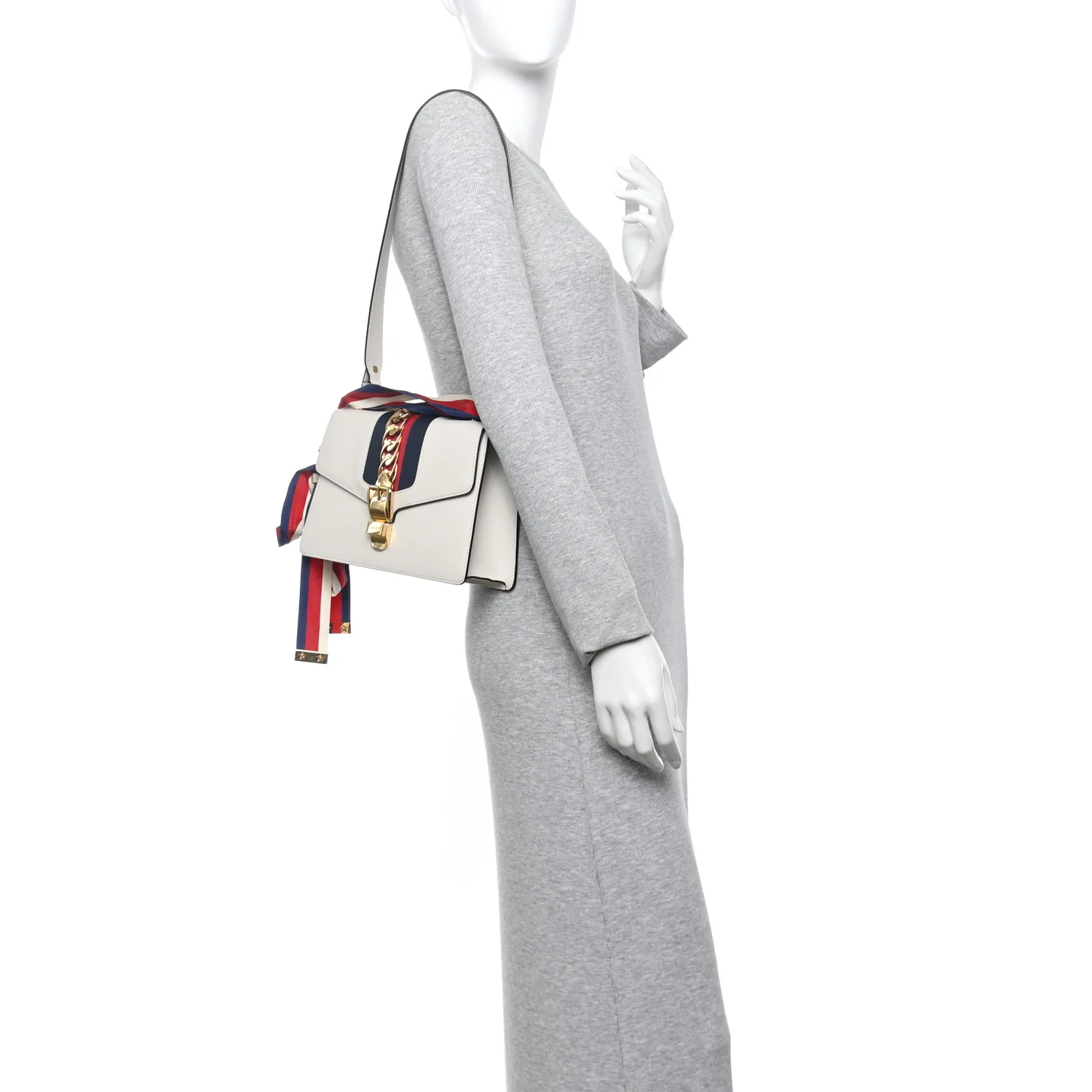 Calfskin Small Sylvie Shoulder Bag Off White