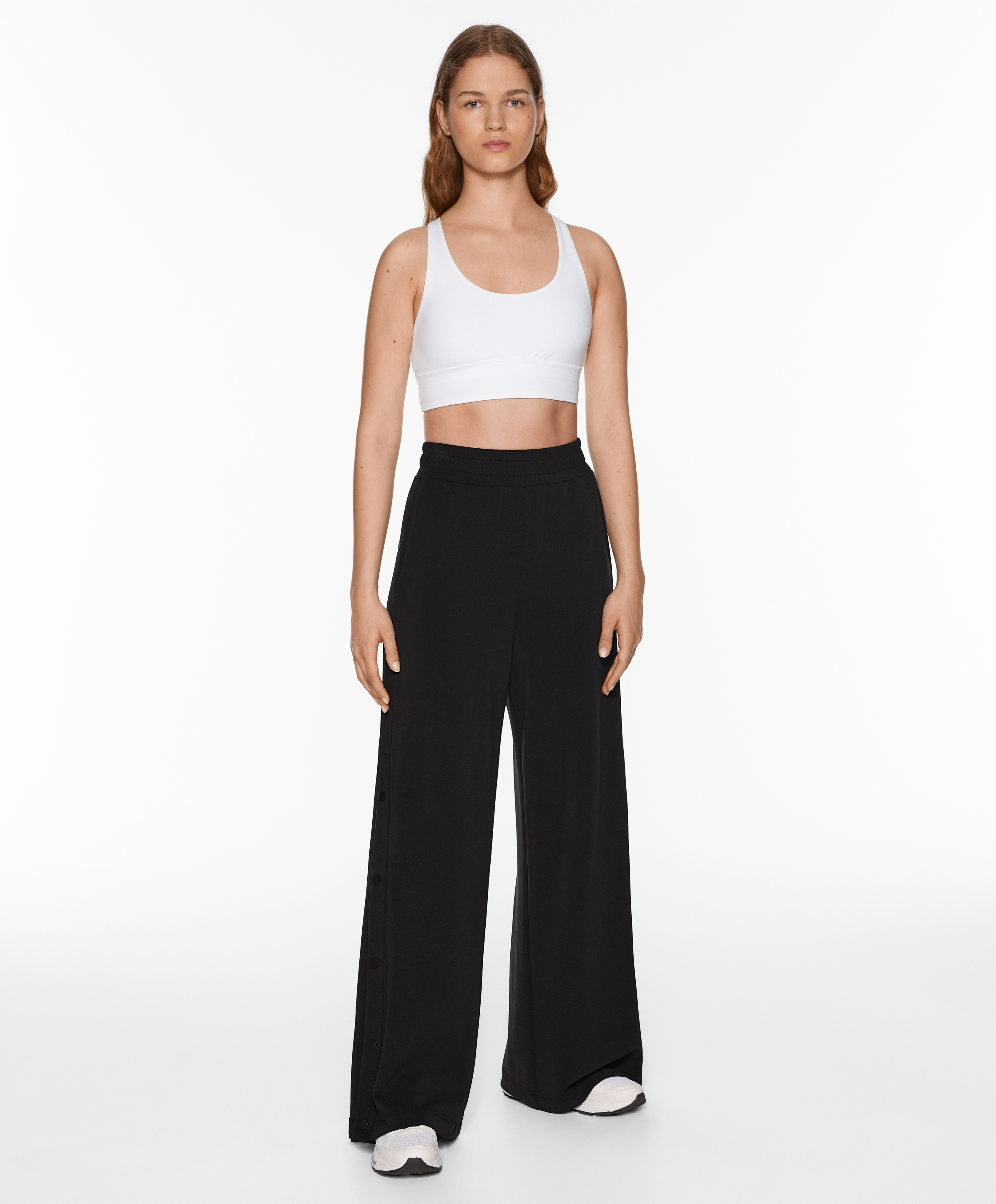 OYSHO Soft-touch wide, straight-leg trousers with modal and buttons