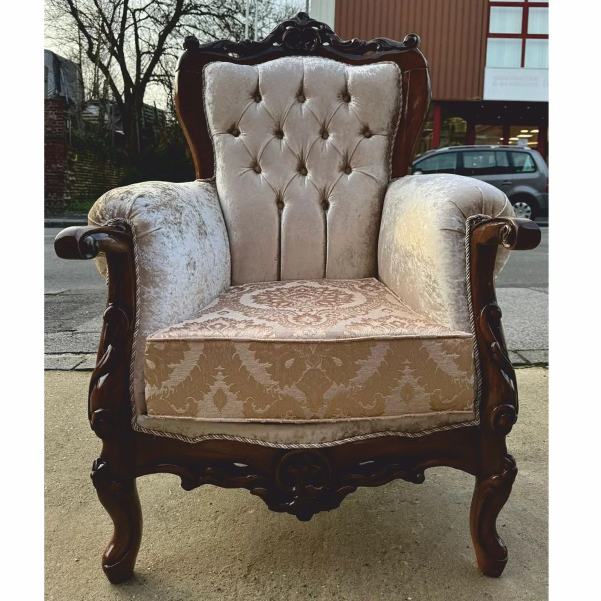 Luxury Baroque Living Room Set Silver / Dark Brown - Baroque Style Furniture
