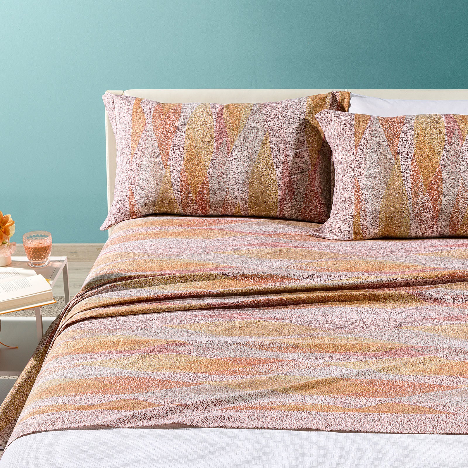 Complete cotton sheet single orange caleffi