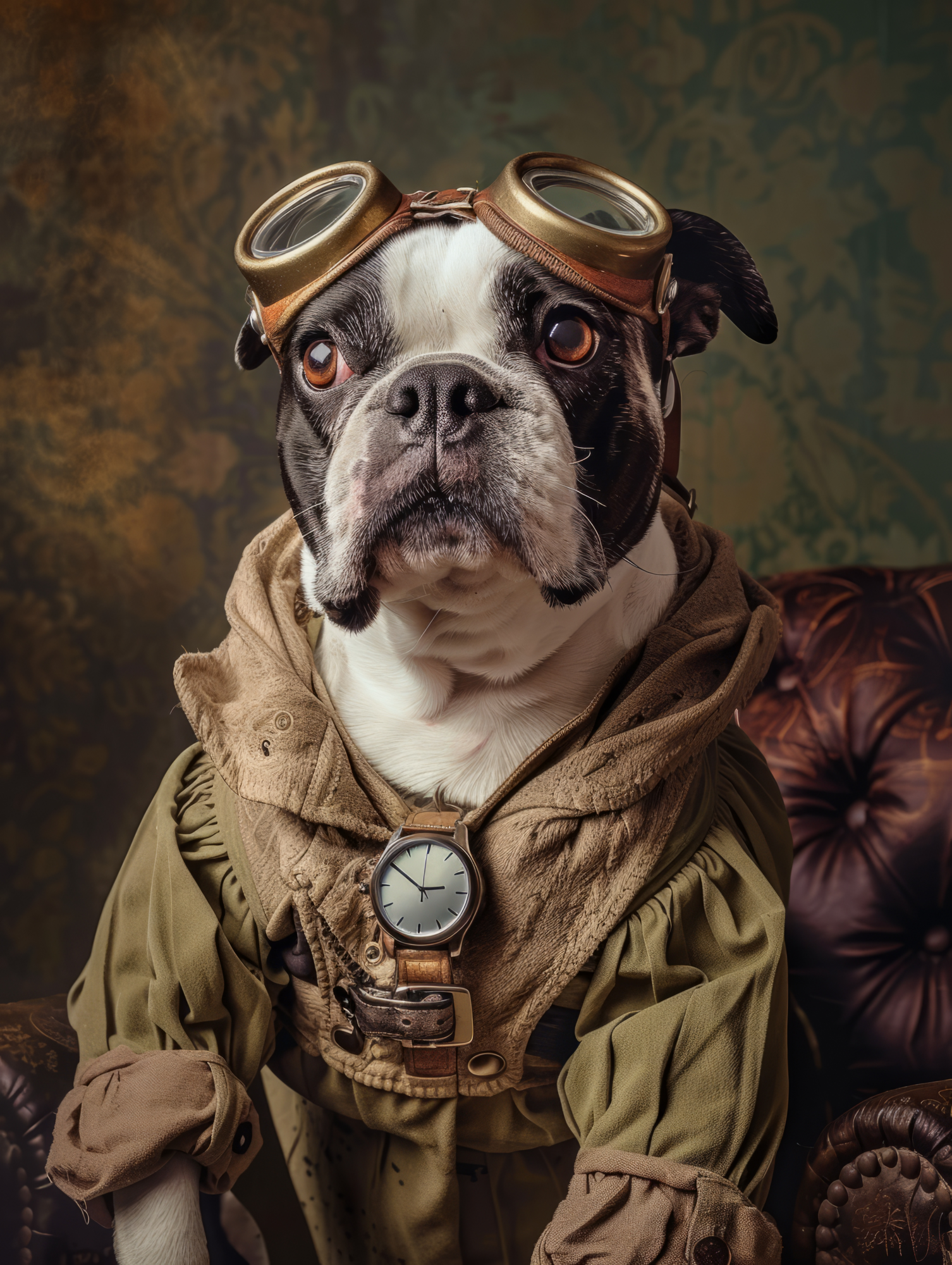 Canvas schilderij van een Boston Terrier 100x200 cm