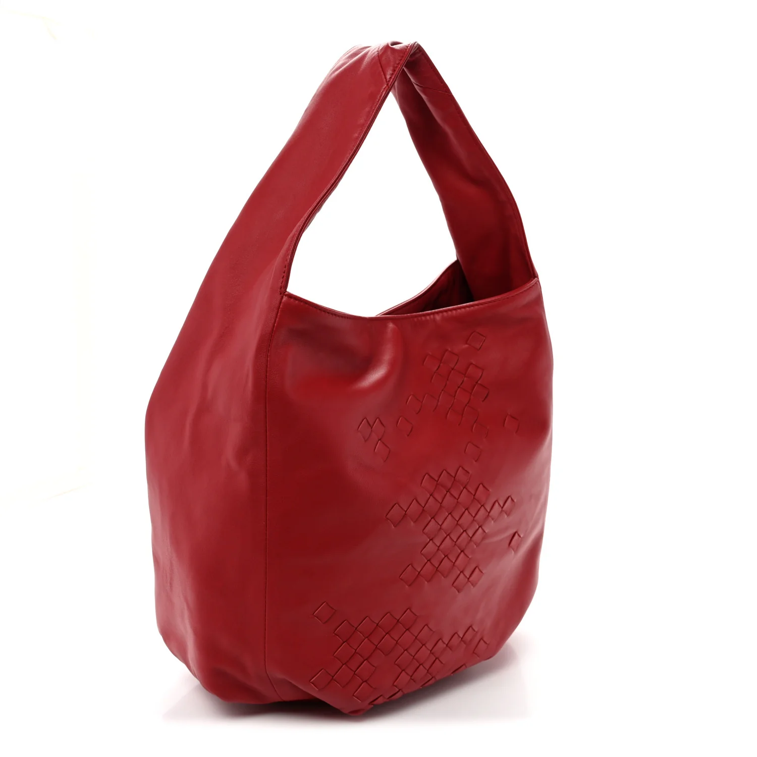 Nappa Intrecciato Patchwork Hobo Red - Top Club