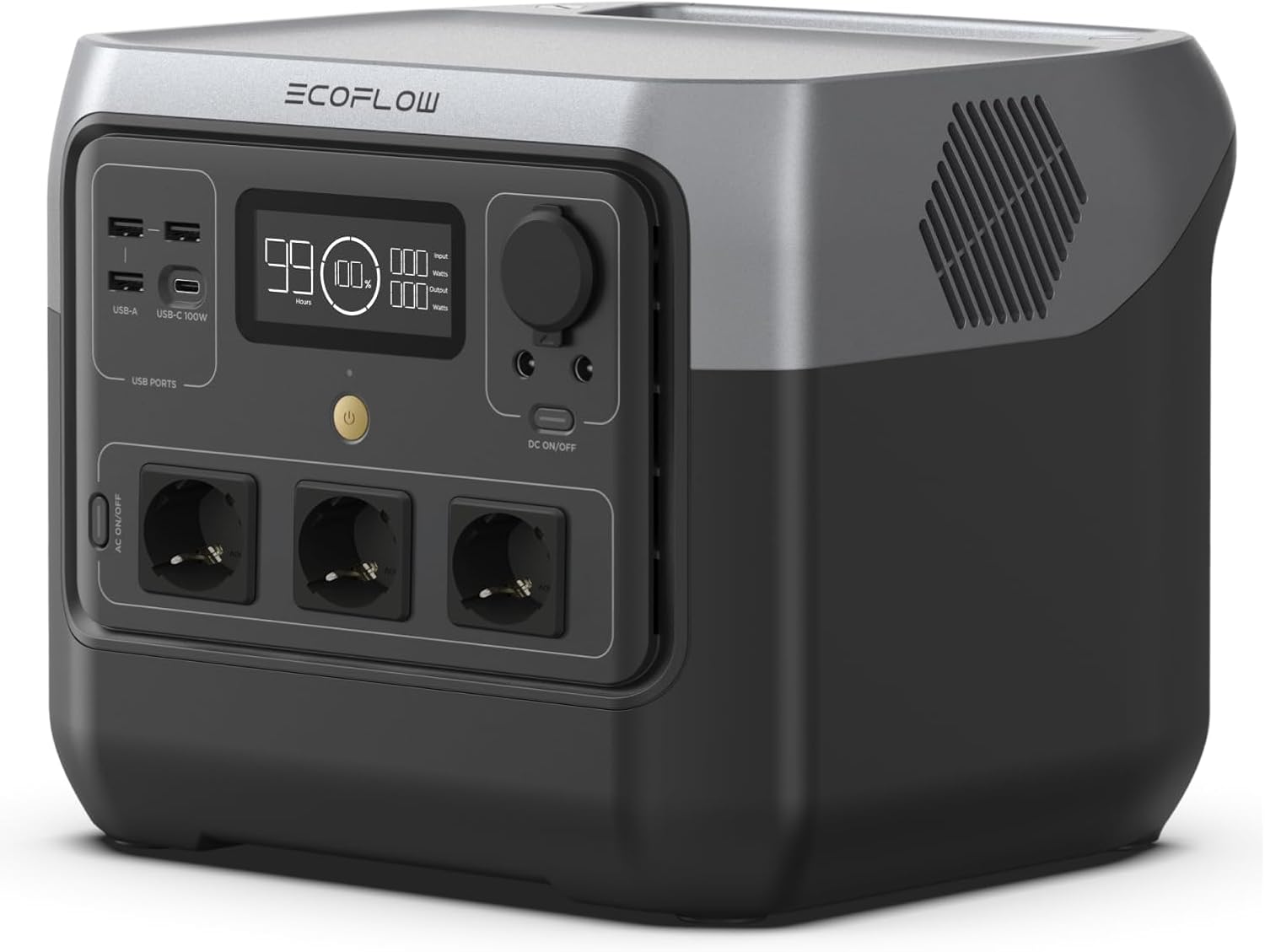 ECOFLOW Centrale Elettrica Portatile RIVER 2 Pro, Batteria LiFeP04 da 768 Wh, Ricarica rapida in 70 min, 3 prese CA da 800 W, Generatore solare per campeggio/camper
