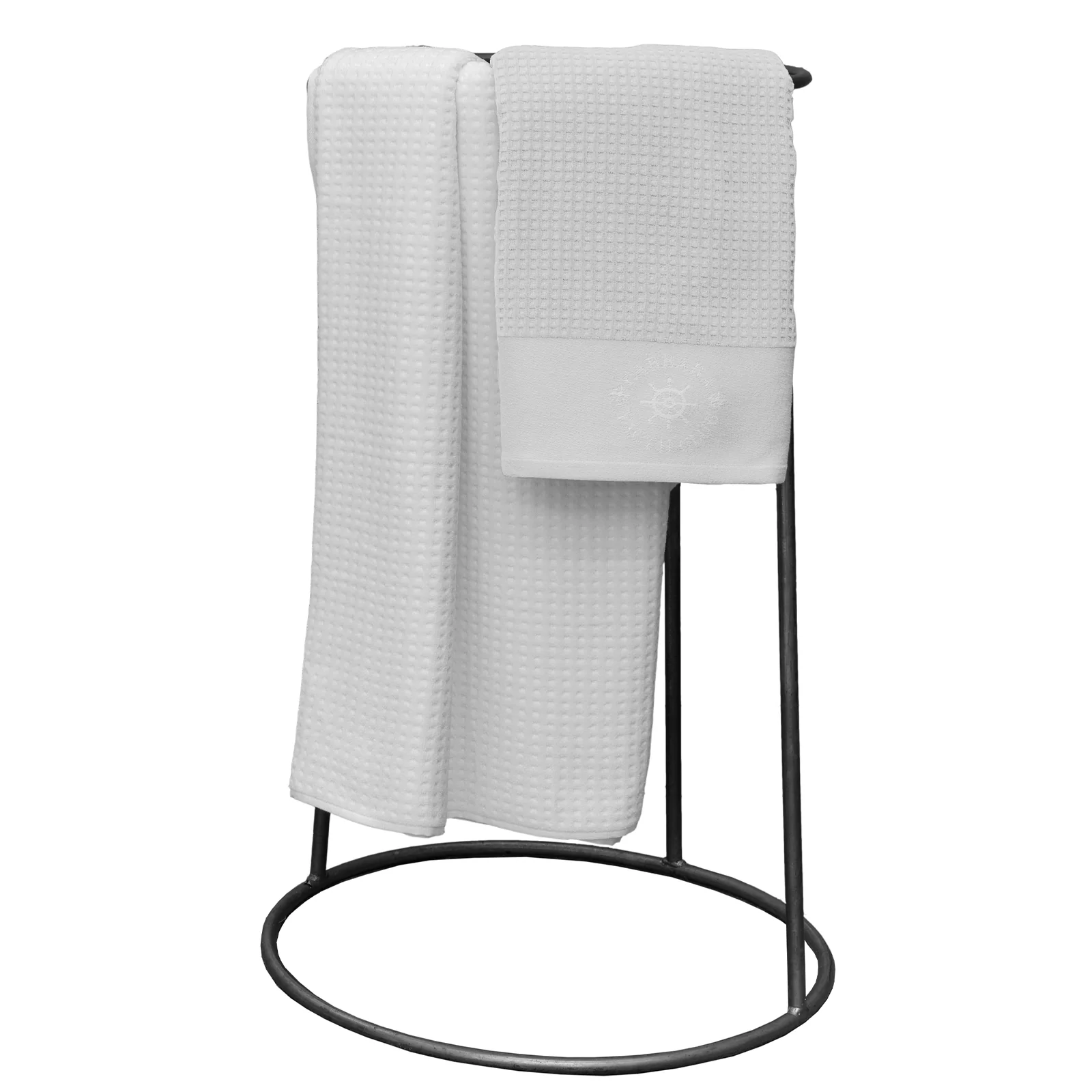 Asciugamano Con Ospite In Spugna Yacht-Club 40X55+50X100 Bianco Mirabello