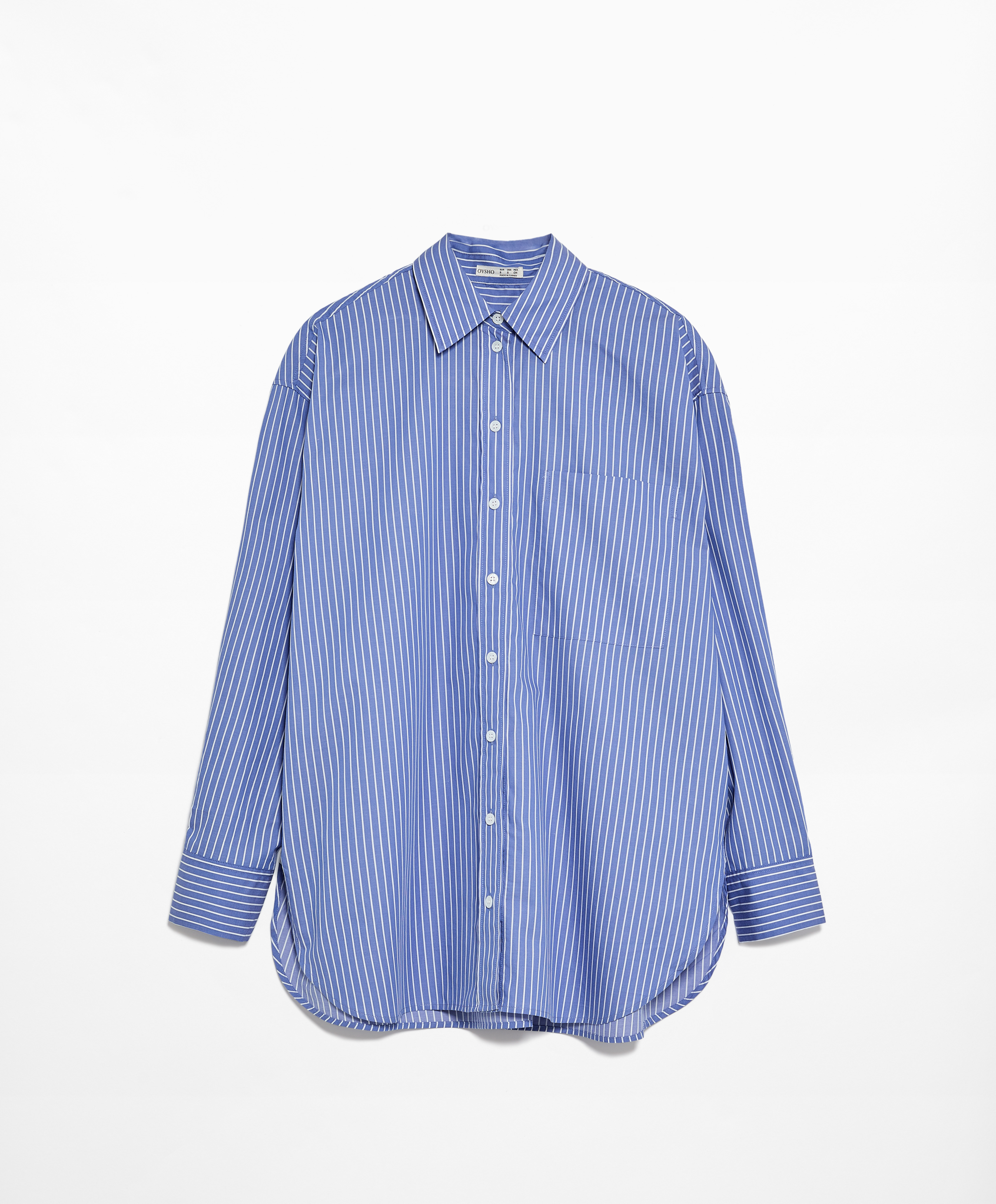 OYSHO Striped 100% cotton long-sleeved shirt