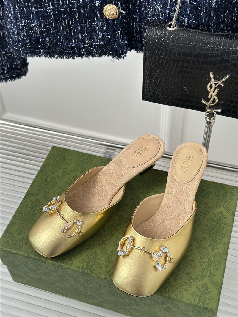 Gucci new horsebit toe thick heel half slippers - Sneaker Replica Workshop