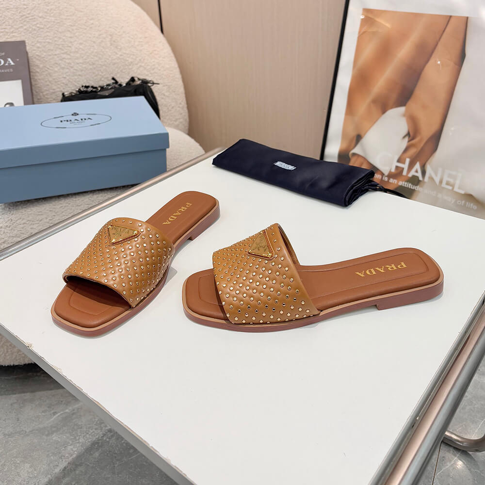 Prada Nappa leather slides with studs - Top Club