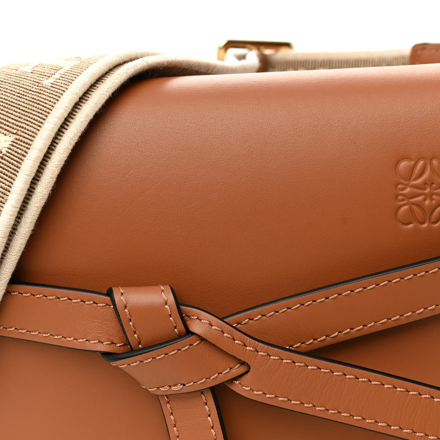 Calfskin Jacquard Mini Gate Dual Bag Tan - Top Club