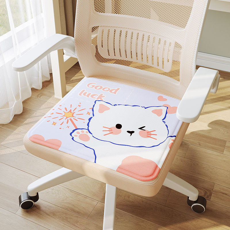 3D Breathable Ice Silk Fiber Sponge Layer Lovely Design Cool Feeling Chair Mat Seat Cushions for Bedroom Study Office（10 pcs）