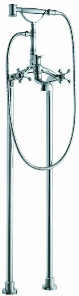 Art Nouveau bathtub mixer silver 25.3 x 18 x H. 118.3 cm - Freestanding bathtub mixer with feet and hand shower - Nostalgic bathroom accessories