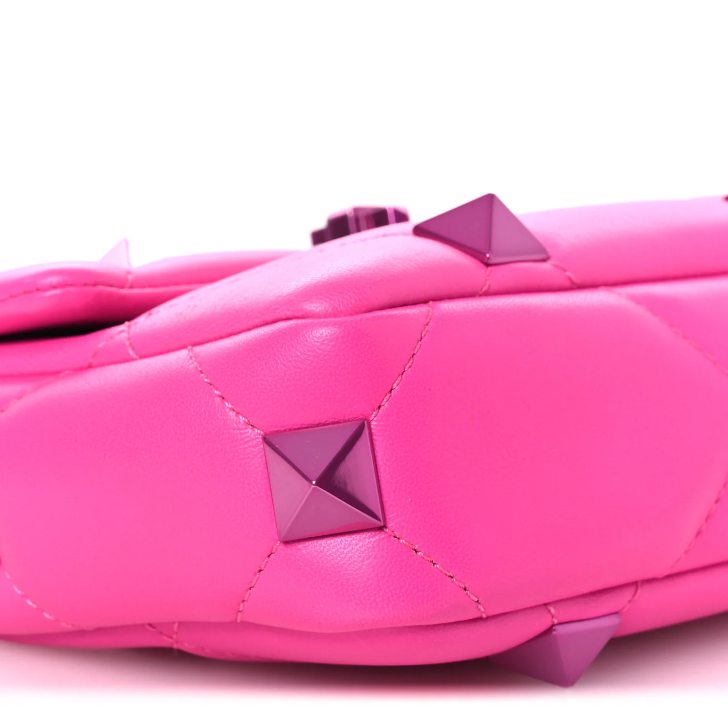 Nappa Lacquer Monochrome Small Roman Stud Shoulder Bag Pink PP - Top Club