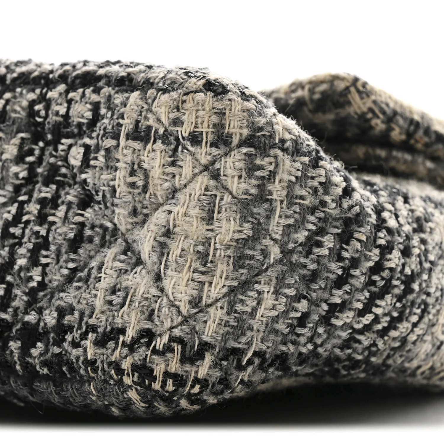 Tweed Quilted Medium Double Flap Beige White Black - Top Club