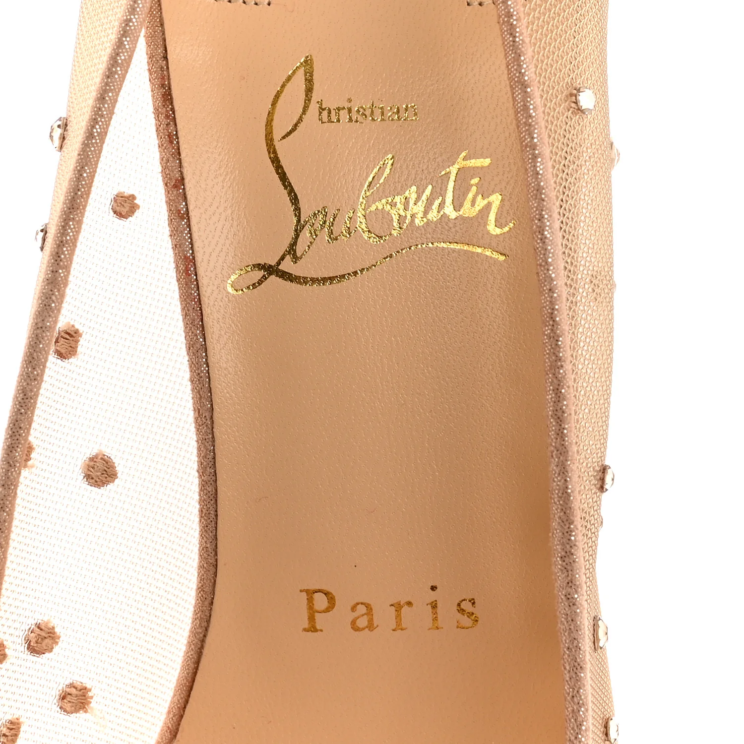 Suede Lame Crystal Strass Follies 100 Pumps  38.5 Light Silk - Top Club