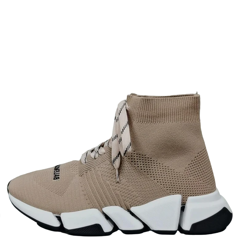 Balenciaga Unisex Beige Lace-up Sock Sneakers Fashionable Footwear for Men and Women with Unique Design - Sneaker Replica Workshop