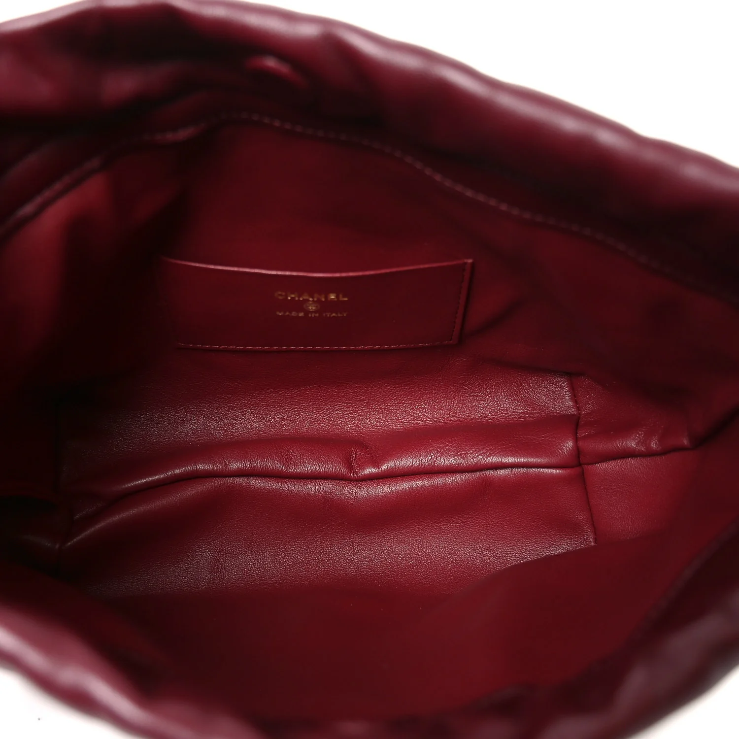 Shiny Calfskin Quilted Clutch With Strap Dark Burgundy - Top Club