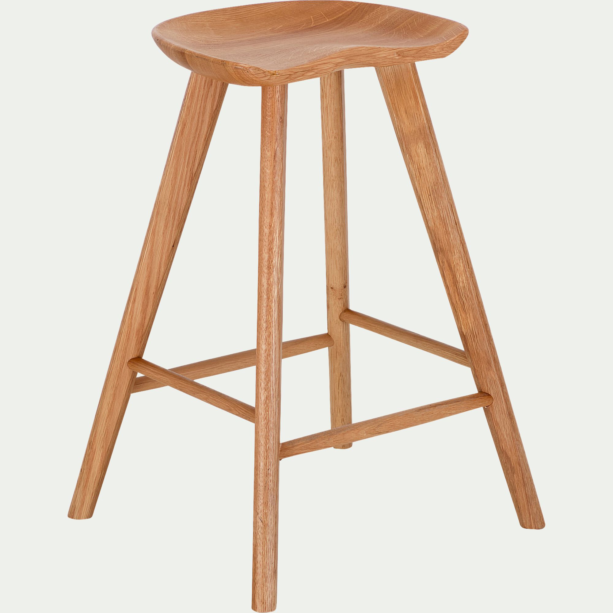 KOA - Tabouret haut en chêne massif H66cm -bois clair