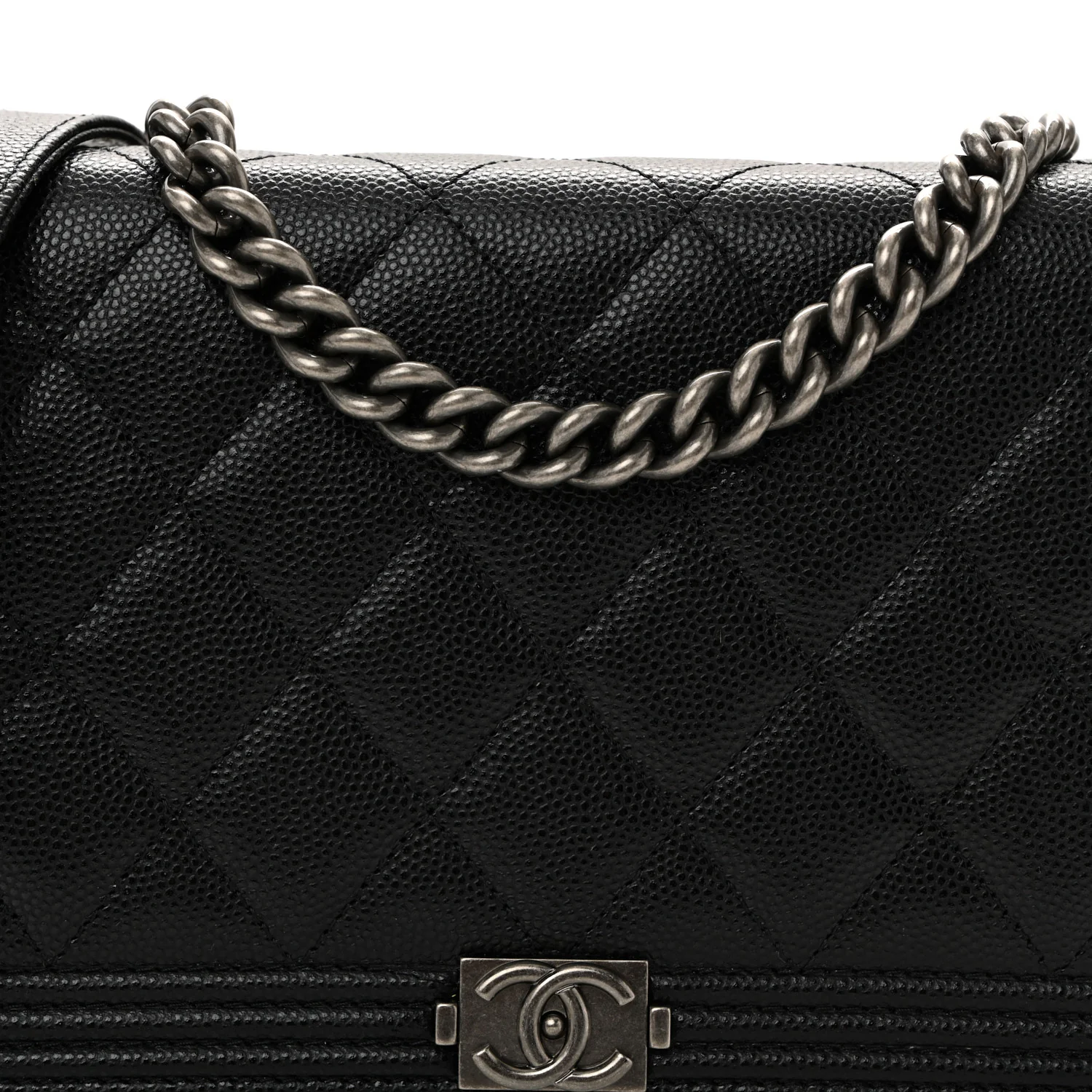 Caviar Quilted Boy Wallet On Chain WOC Black - Top Club
