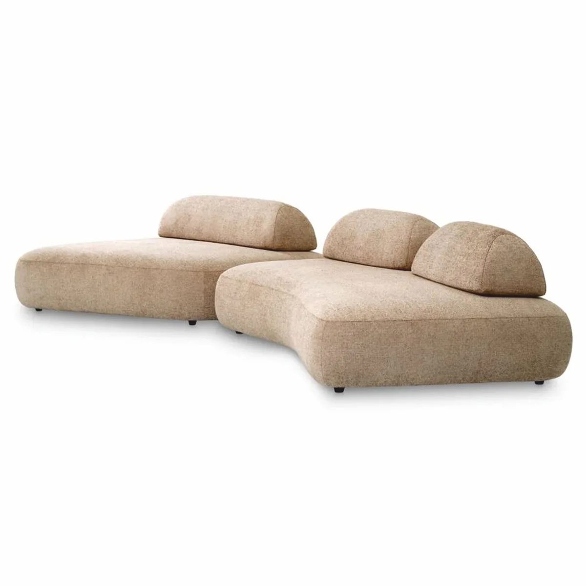 Luxury Sofa Sand Color / Black - Modular 2-Piece Living Room Sofa